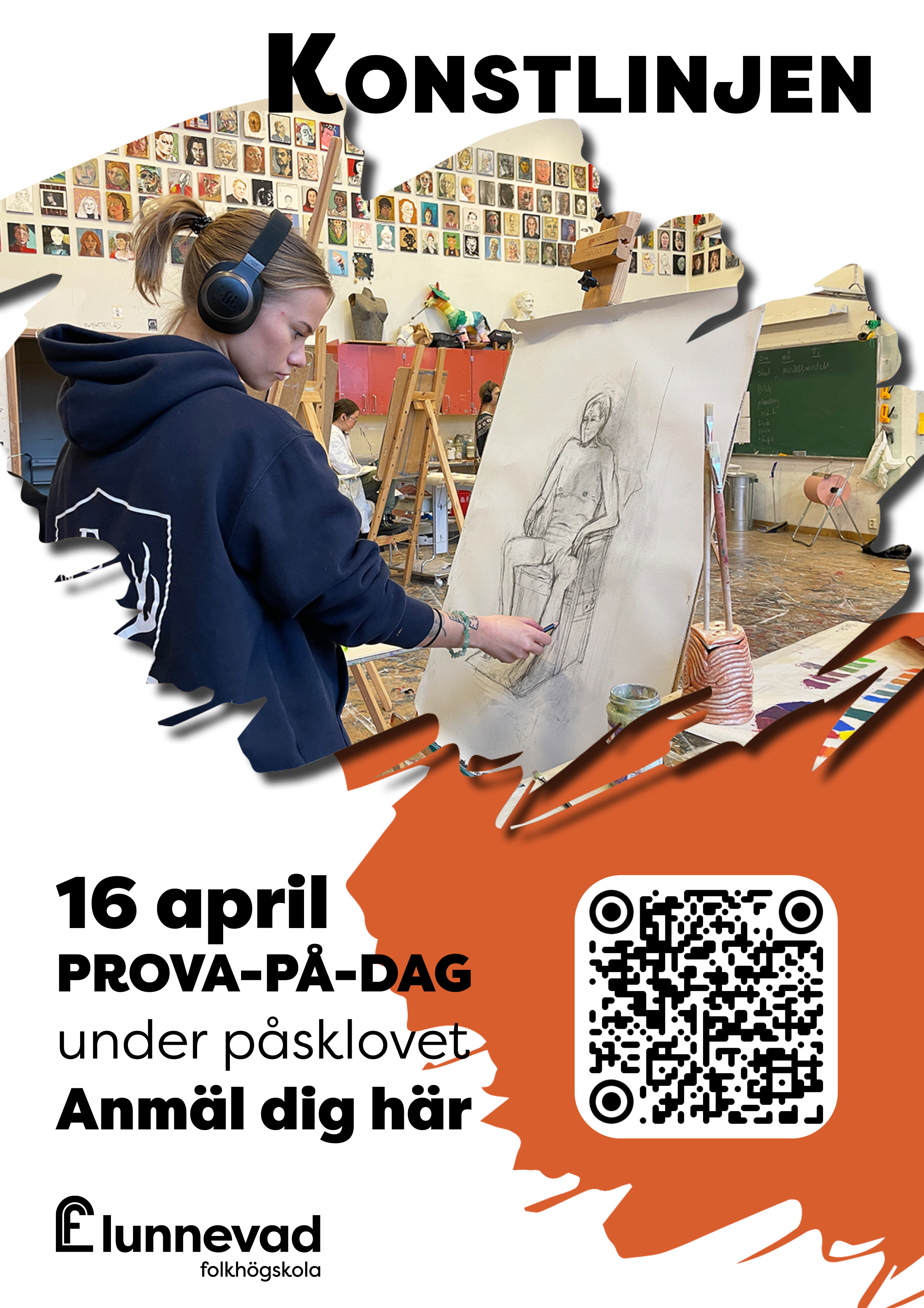 Deltagare står och målar vid staffli.